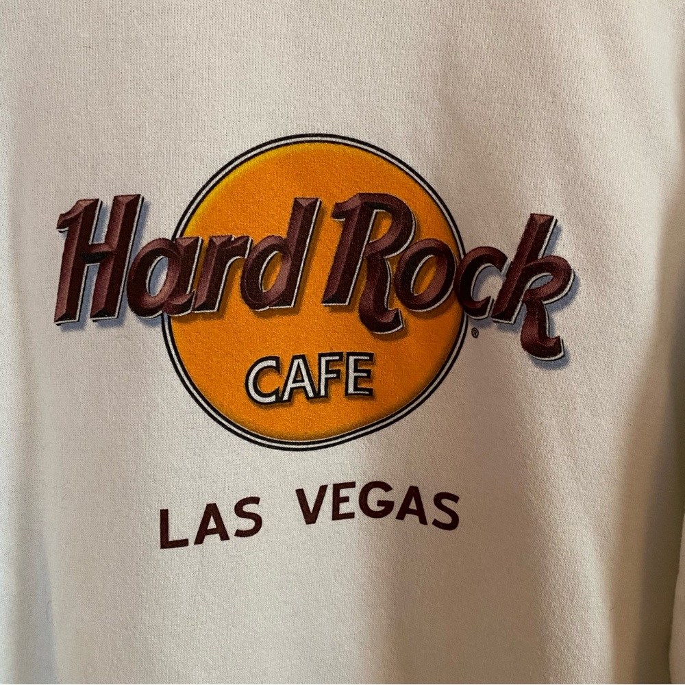 Vintage Y2K Hard Rock Cafe White Las Vegas Crewneck Sweatshirt Size Medium - Picture 5 of 15